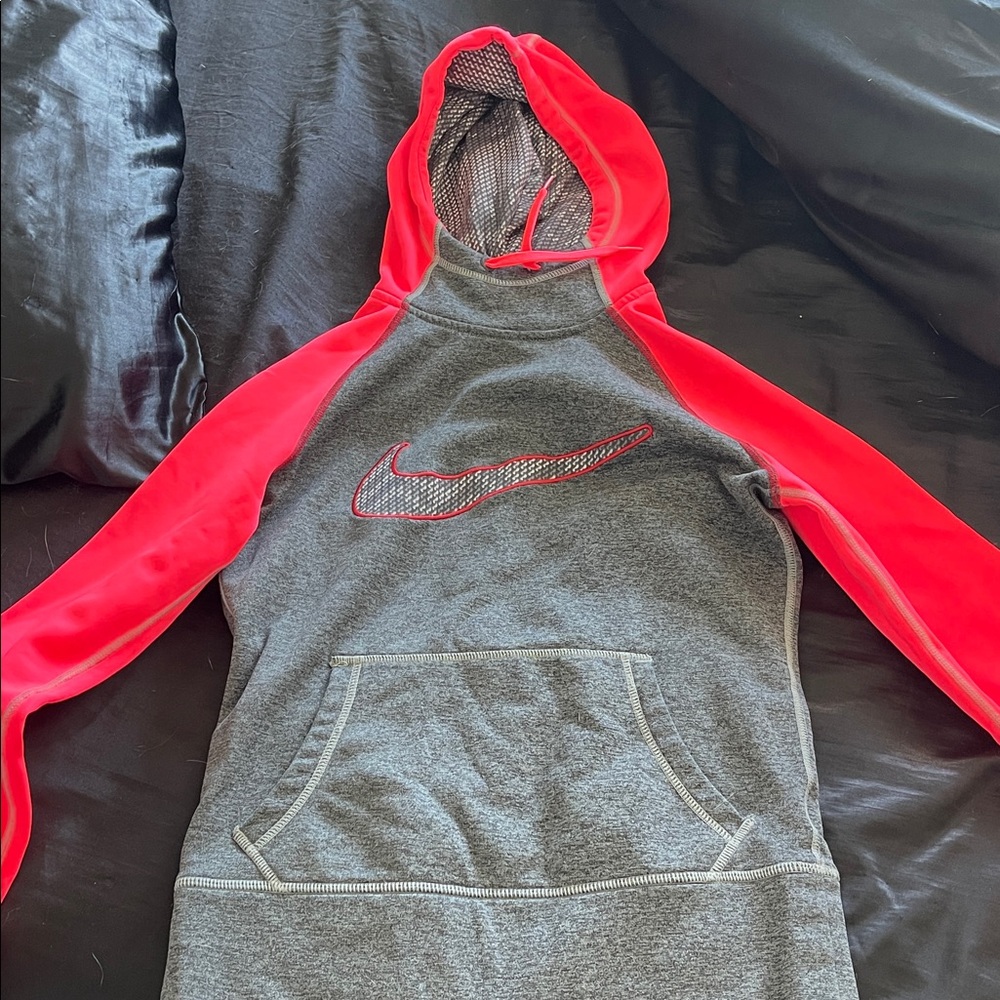 Nike Gray and Bright Pink Hoodie